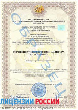 Образец сертификата соответствия аудитора №ST.RU.EXP.00006191-1 Реутов Сертификат ISO 50001